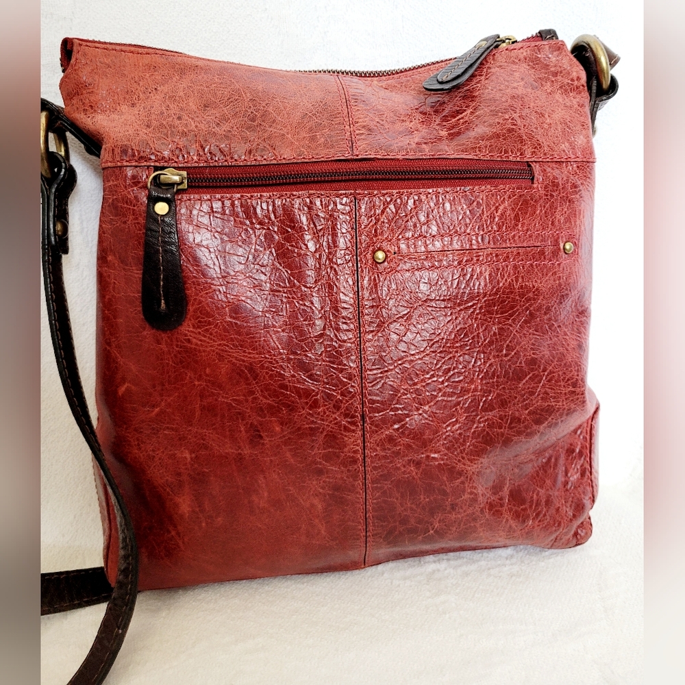 Nino Bossi Genuine Leather Red Crossbody/Organizer Bag 10.5"×11.5"×3" - Picture 13 of 16